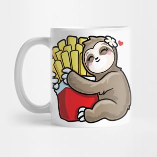 Girls Kawaii Sloth Hugging French Fries Potato Love Mug